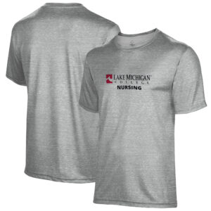 Men's Gray Lake Michigan College Red Hawks Nursing Name Drop T-Shirt