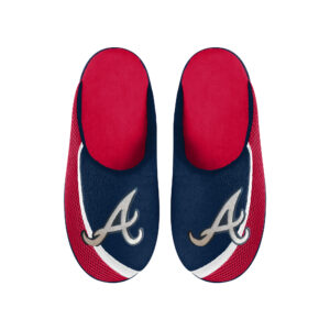 Men's FOCO Atlanta Braves Big Logo Color Edge Slippers