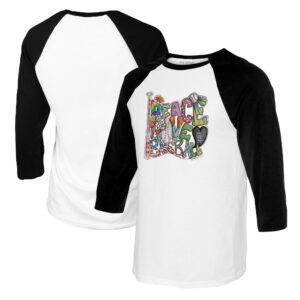 Youth Tiny Turnip White/Black Colorado Rockies Peace Love Baseball Raglan 3/4 Sleeve T-Shirt
