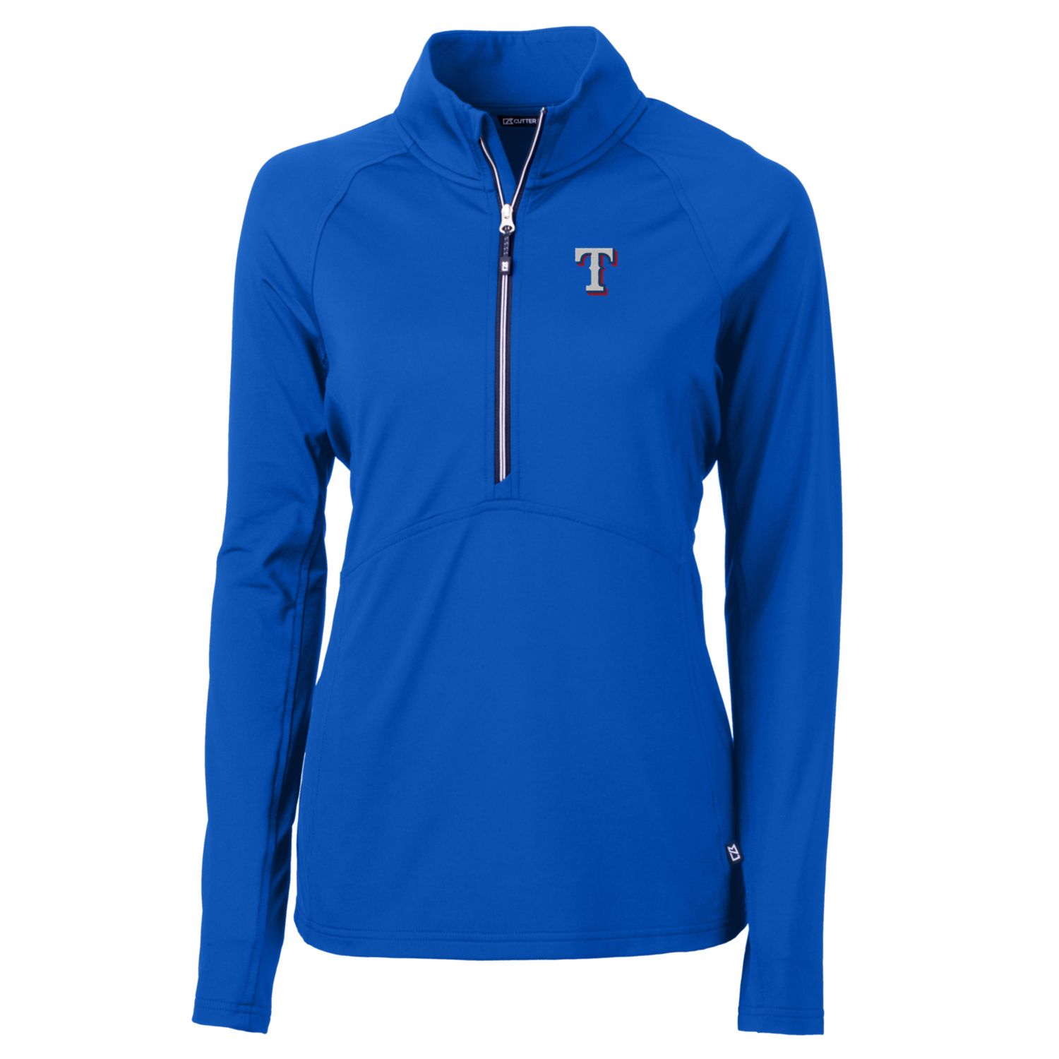 Women's Cutter & Buck Royal Texas Rangers Adapt Eco Knit Stretch Half-Zip Pullover Top
