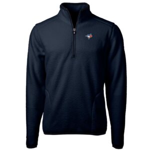 Men's Cutter & Buck Navy Toronto Blue Jays Big & Tall Cascade Eco Sherpa Fleece Quarter-Zip Pullover Jacket