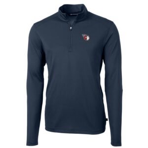 Men's Cutter & Buck Navy Cleveland Guardians Big & Tall Virtue Eco Pique Quarter-Zip Pullover Jacket