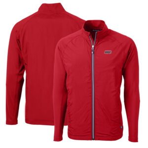 Men's Cutter & Buck Red UIC Flames Big & Tall Adapt Eco Knit Hybrid Recycled Full-Zip Jacket