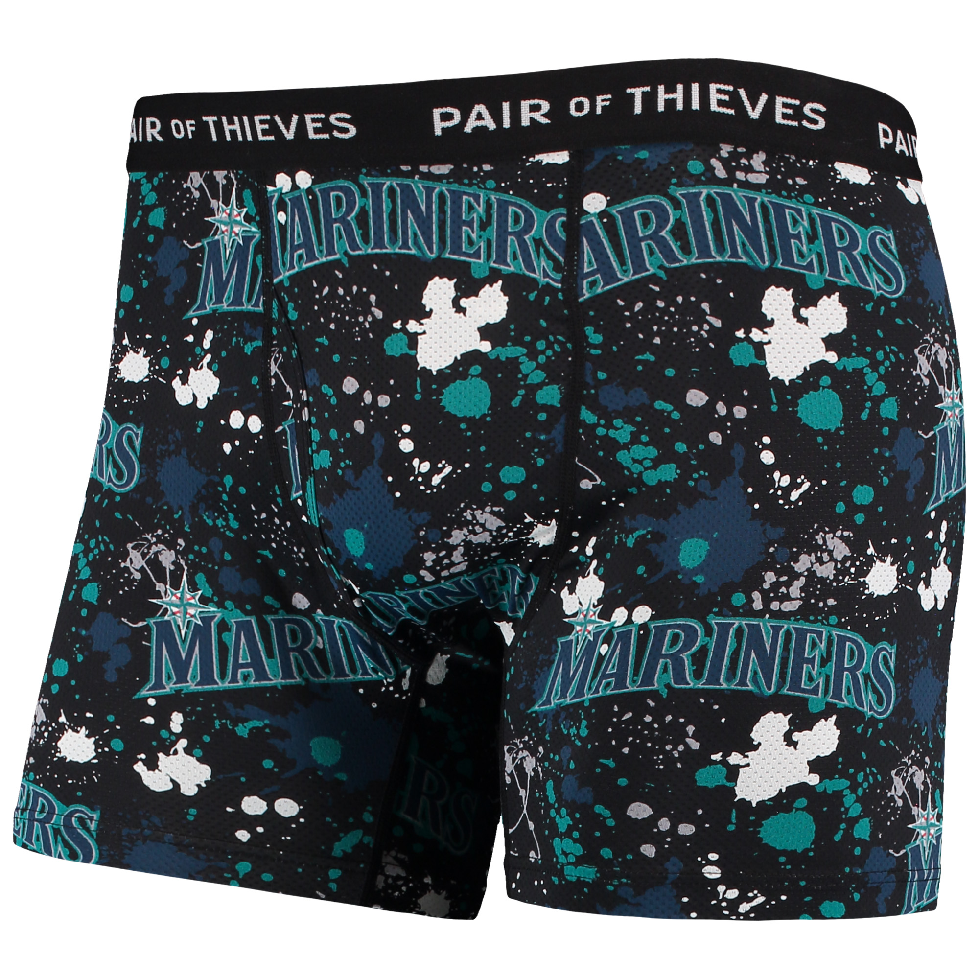 Men's Pair of Thieves Black/Aqua Seattle Mariners Super Fit 2-Pack Boxer Briefs Set - Image 8