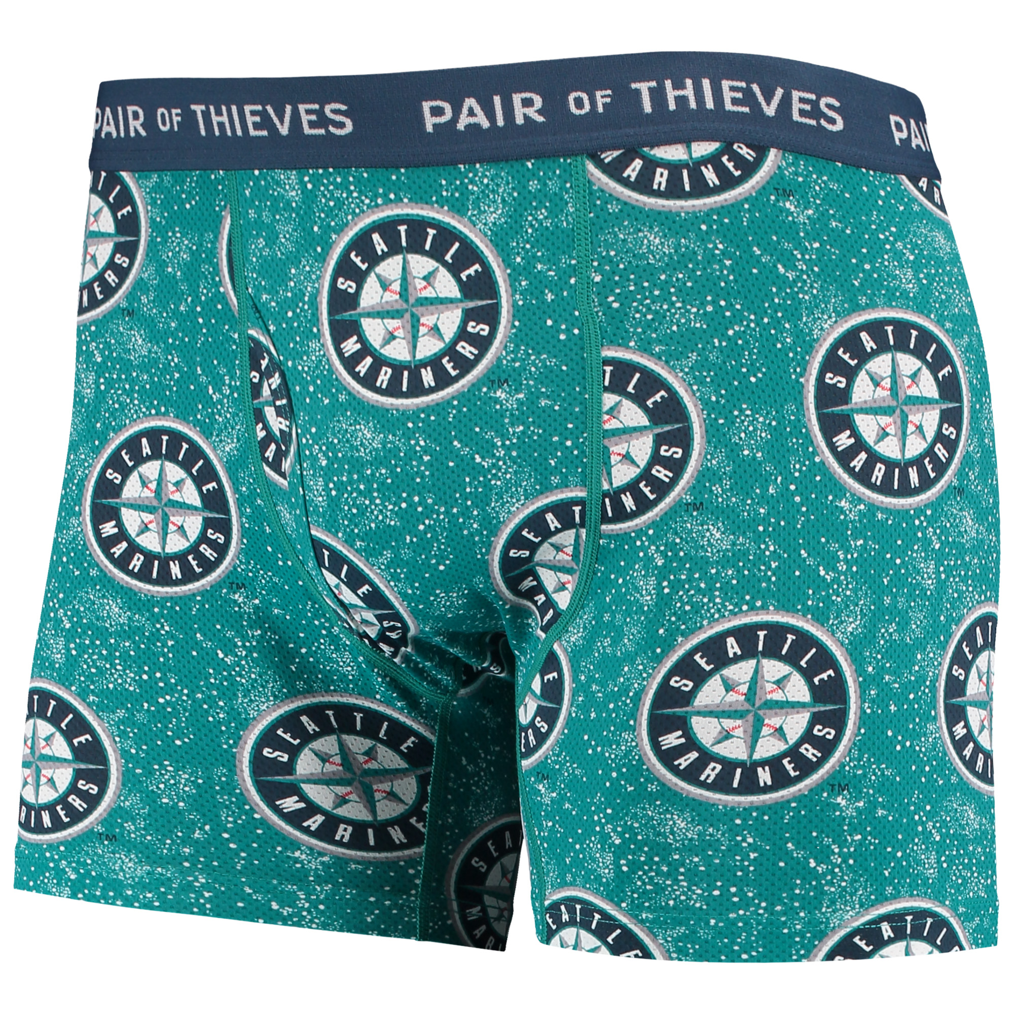 Men's Pair of Thieves Black/Aqua Seattle Mariners Super Fit 2-Pack Boxer Briefs Set - Image 10