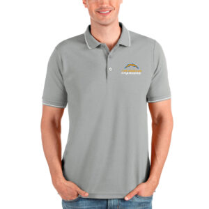 Men's Antigua Heathered Gray Los Angeles Chargers Affluent Polo