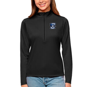 Women's Antigua Black Creighton Bluejays Tribute Quarter-Zip Pullover Top