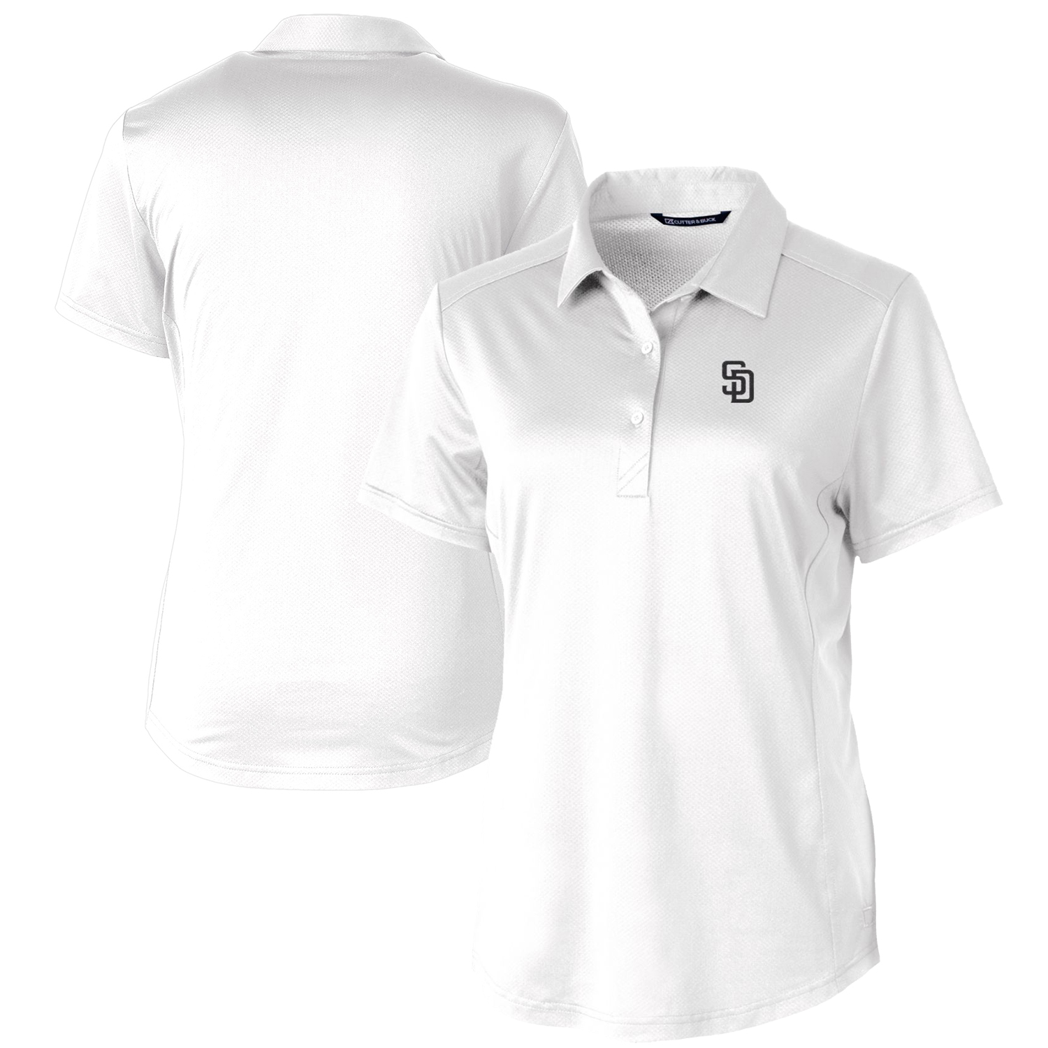 Women's Cutter & Buck White San Diego Padres Prospect Textured Stretch Polo