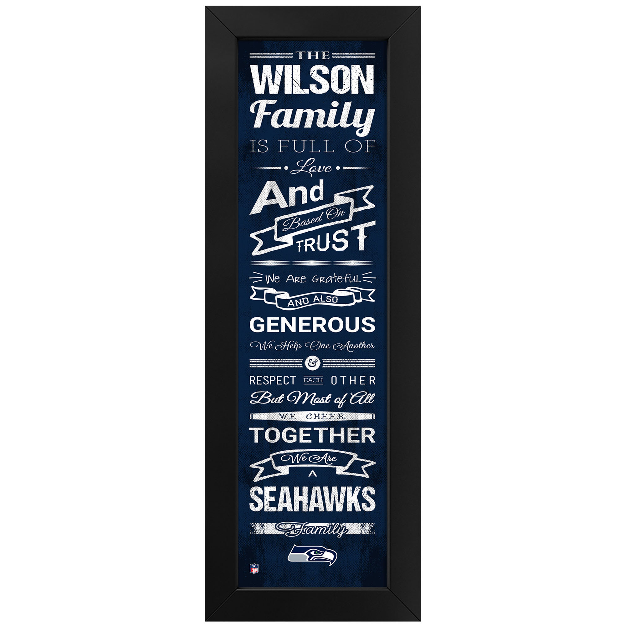 Imperial Seattle Seahawks 8" x 24" Custom Print Family Cheer - Image 5
