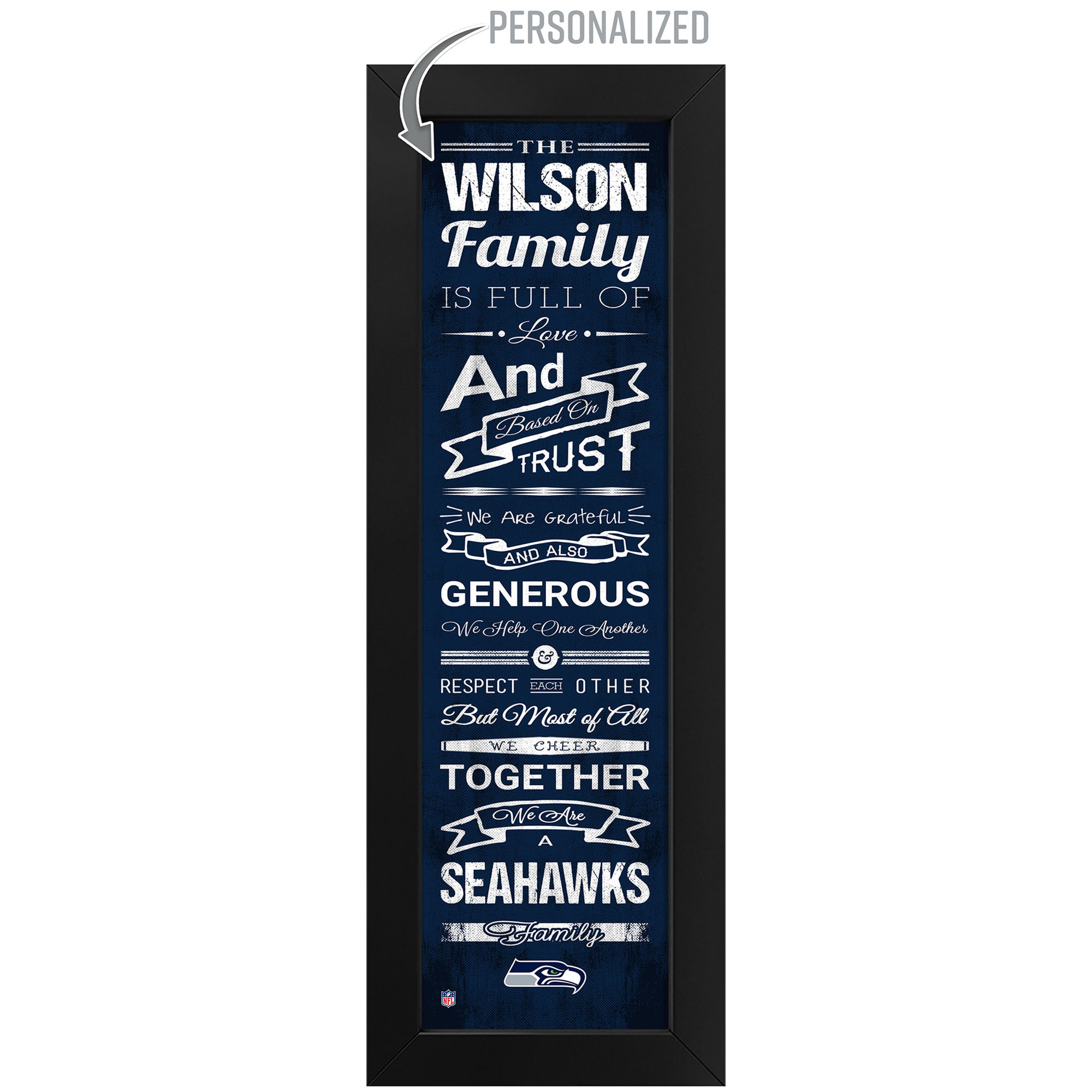 Imperial Seattle Seahawks 8" x 24" Custom Print Family Cheer - Image 6