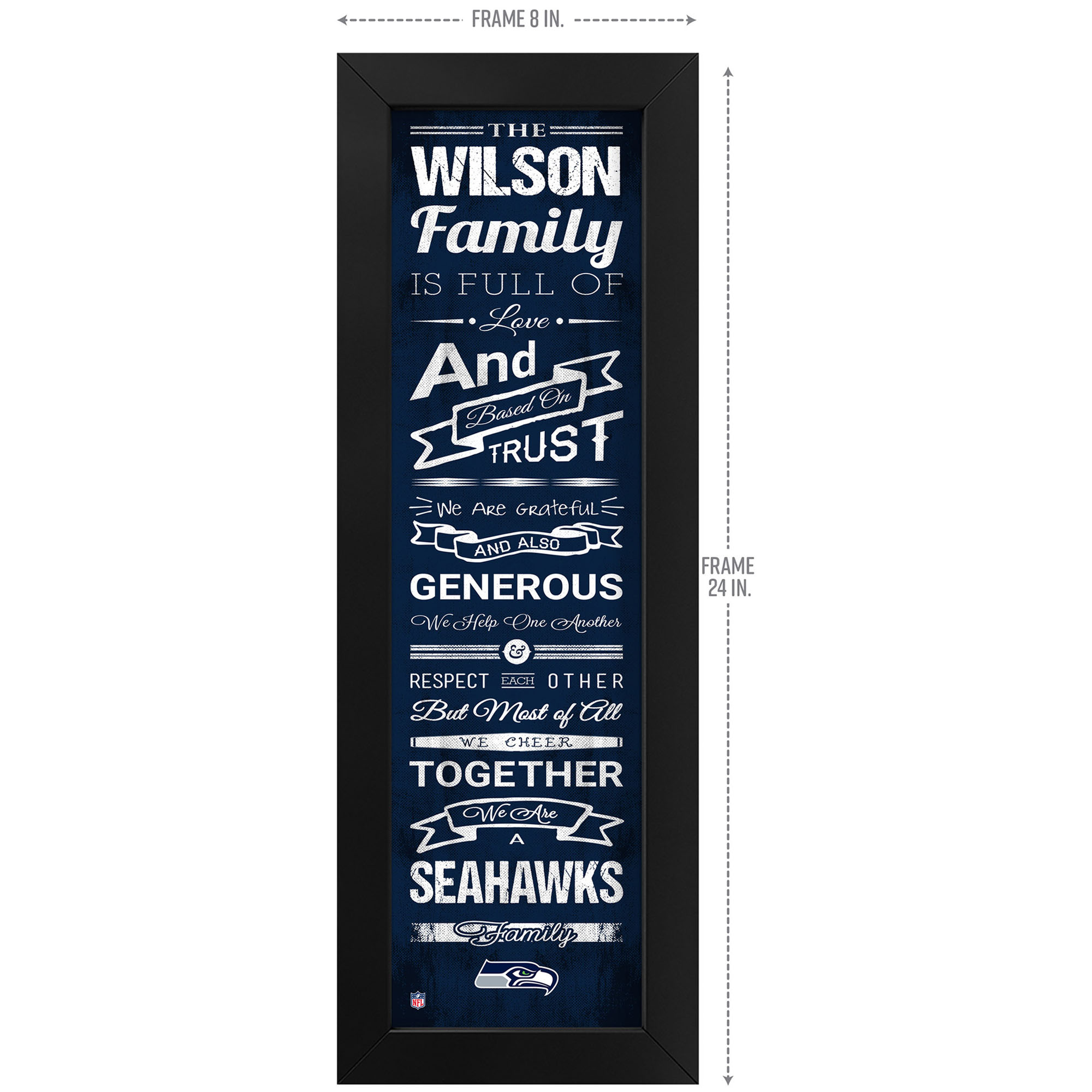 Imperial Seattle Seahawks 8" x 24" Custom Print Family Cheer - Image 7