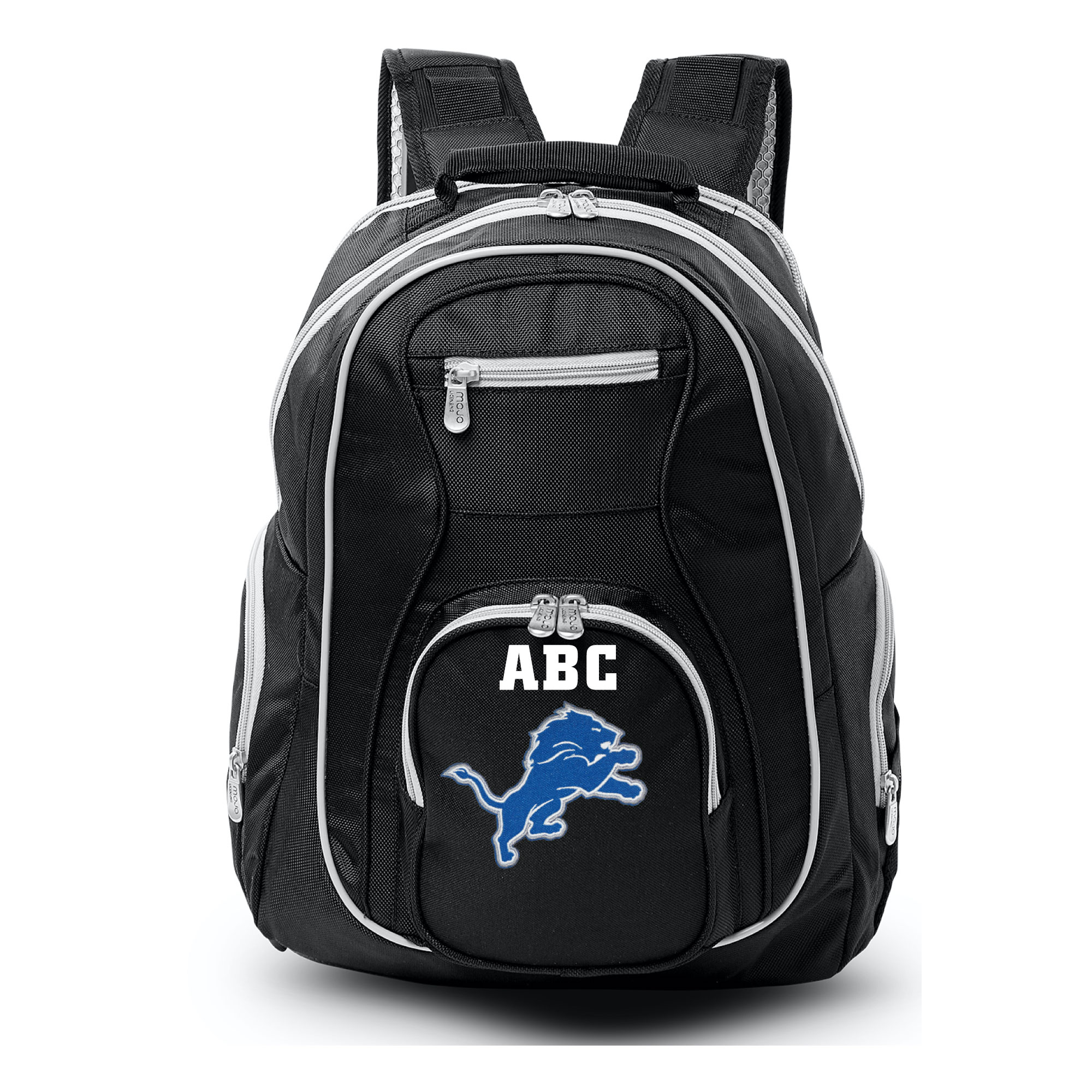 MOJO Black Detroit Lions Personalized Premium Color Trim Backpack