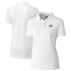 Women's Cutter & Buck White New York Jets Advantage DryTec Tri-Blend Pique Polo