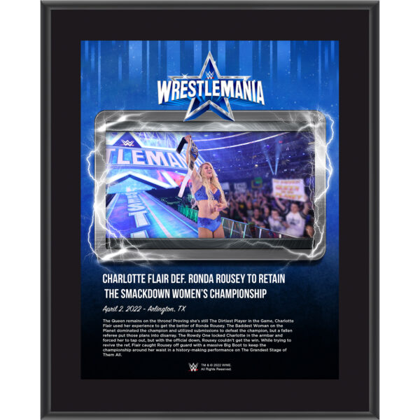 Charlotte Flair 10.5" x 13" WrestleMania 38 Night 1 Sublimated Plaque