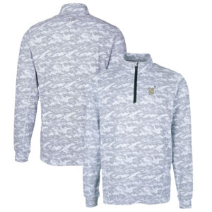 Men's Cutter & Buck Charcoal Navy Midshipmen Big & Tall Traverse Camo Print Stretch Quarter-Zip Pullover Top