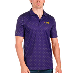 Men's Antigua Purple/Steel LSU Tigers Spark Polo