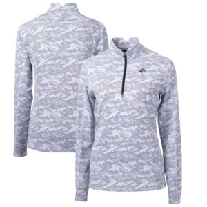 Women's Cutter & Buck Charcoal Montana State Bobcats Traverse Camo Quarter-Zip Pullover Top