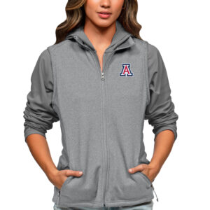 Women's Antigua Heather Gray Arizona Wildcats Course Full-Zip Vest
