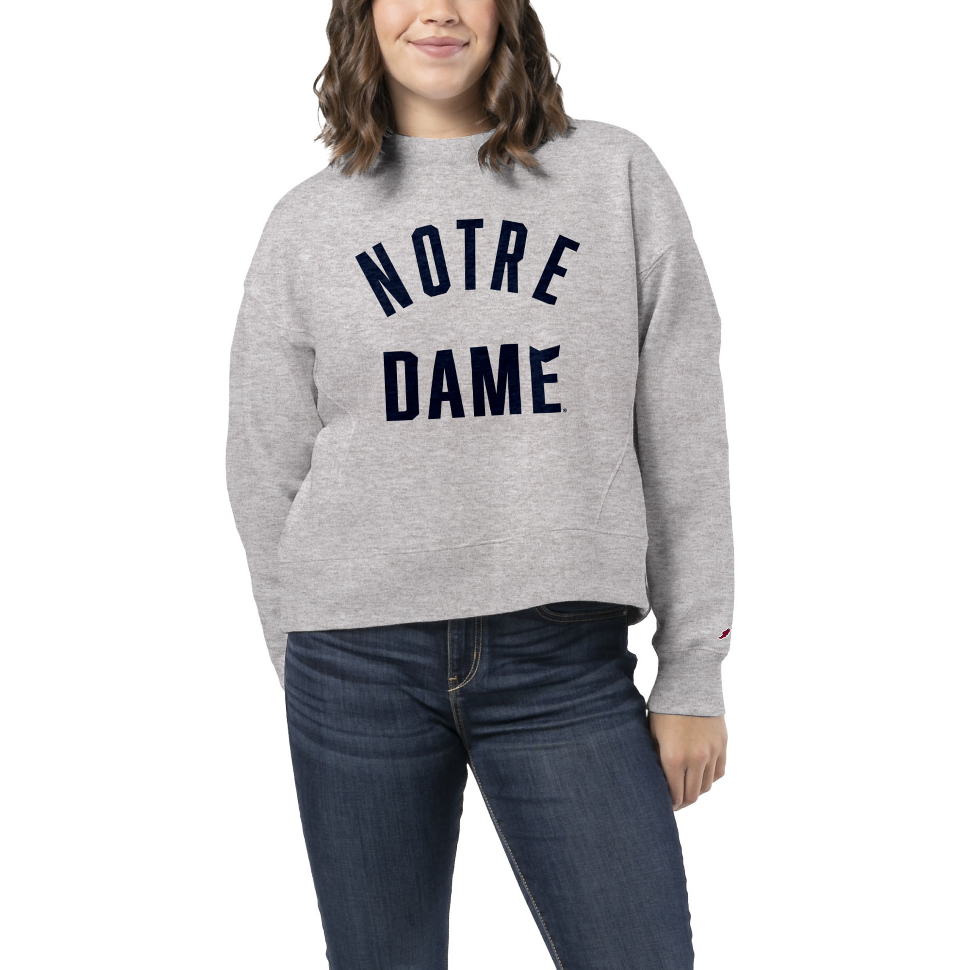Women's League Collegiate Wear Heather Gray Notre Dame Fighting Irish 1636 Boxy Sweatshirt