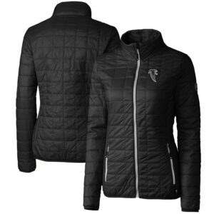 Women's Cutter & Buck Black Atlanta Falcons Throwback Logo Rainier PrimaLoft Eco Full-Zip Puffer Jacket