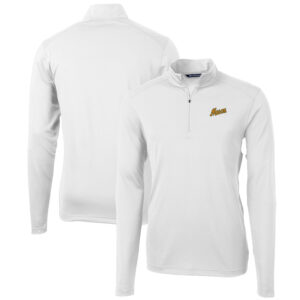 Men's Cutter & Buck White George Mason Patriots Team Big & Tall Virtue Eco Pique Recycled Quarter-Zip Pullover Top