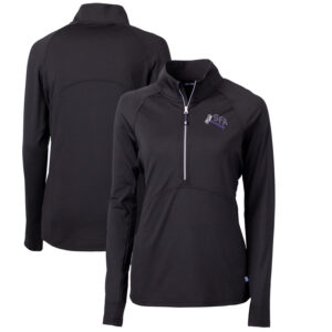 Women's Cutter & Buck Black Stephen F Austin Lumberjacks Adapt Eco Knit Stretch Recycled Half-Zip Pullover Top