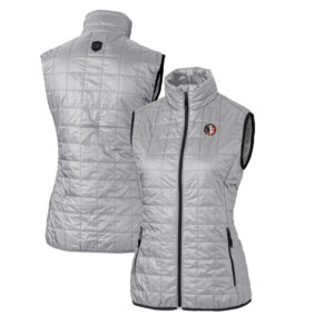 Women's Cutter & Buck Gray Florida State Seminoles Vault Rainier PrimaLoft Eco Full-Zip Puffer Vest
