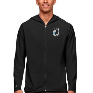 Men's Antigua Black Minnesota United FC Primary Team Logo Legacy Full-Zip Hoodie