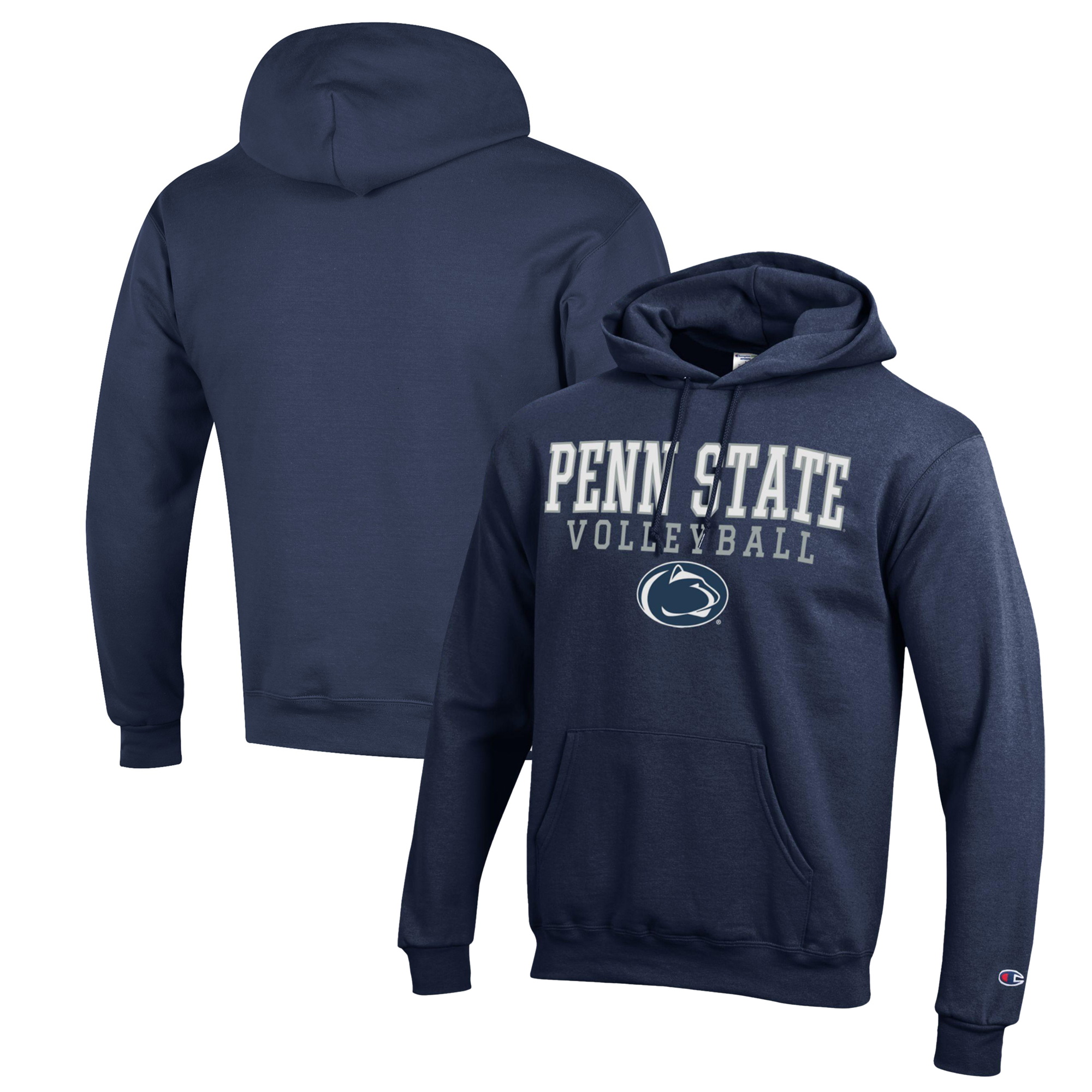 Men's Champion Navy Penn State Nittany Lions Stack Logo Volleyball Powerblend Pullover Hoodie