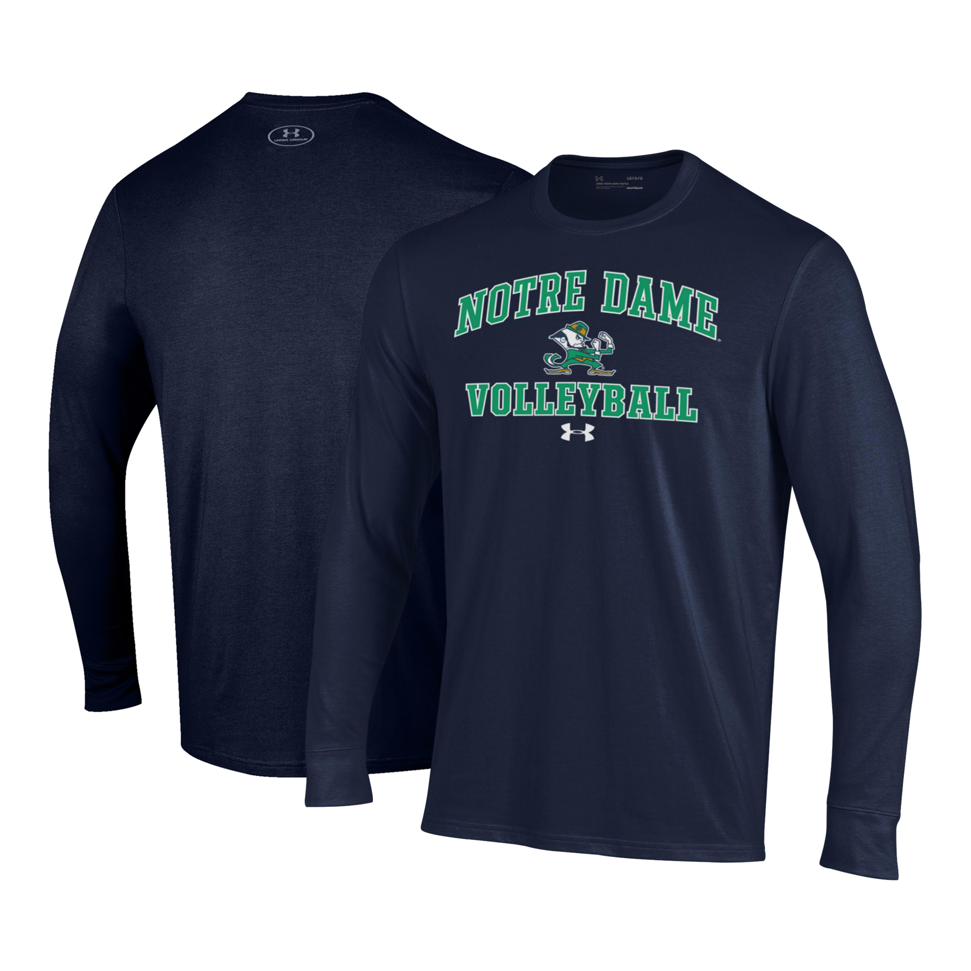 Men's Under Armour Navy Notre Dame Fighting Irish Volleyball Arch Over Performance Long Sleeve T-Shirt - Image 5
