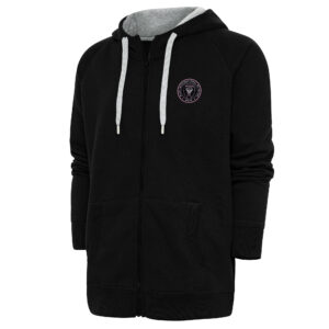 Men's Antigua Black Inter Miami CF Logo Victory Full-Zip Hoodie