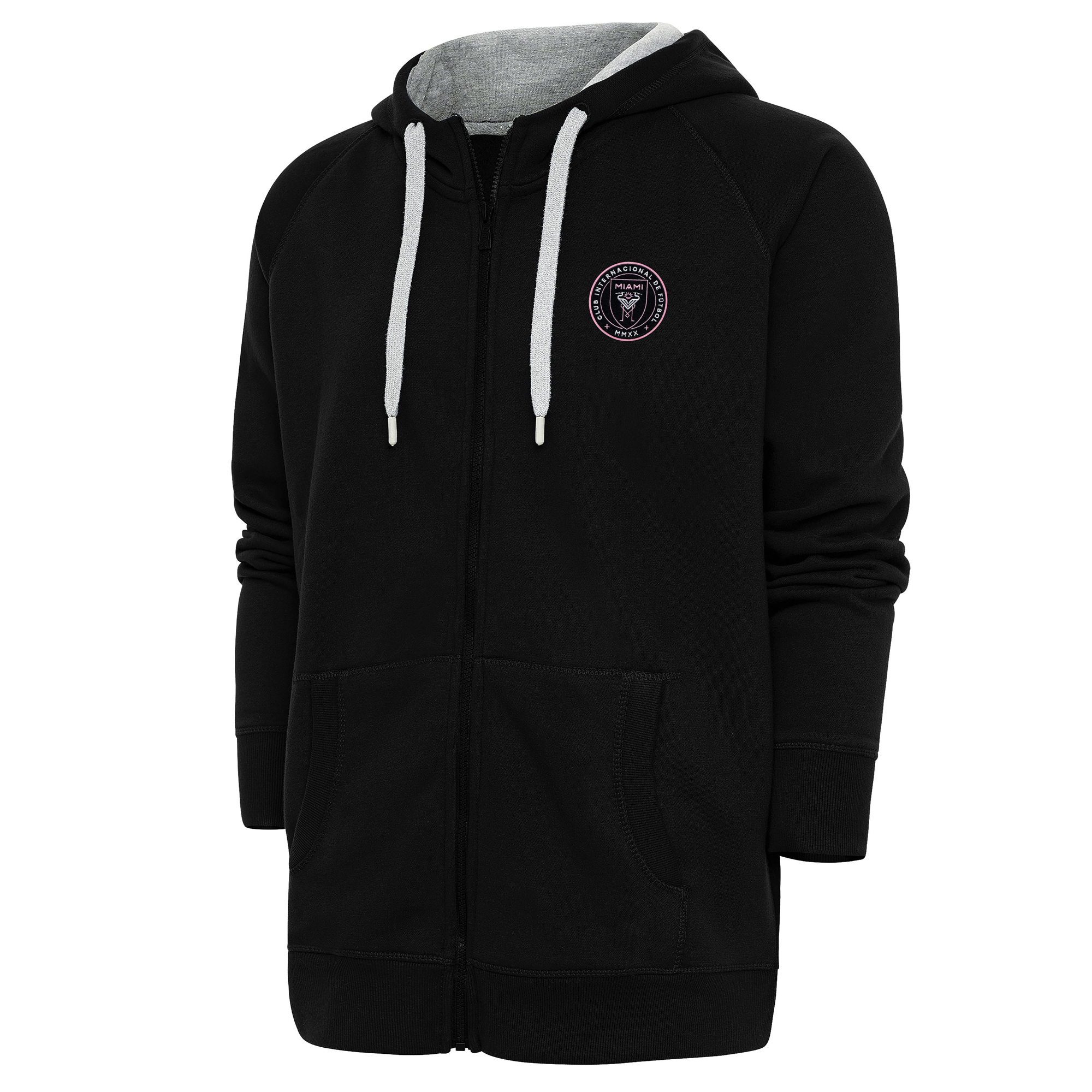 Men's Antigua Black Inter Miami CF Logo Victory Full-Zip Hoodie