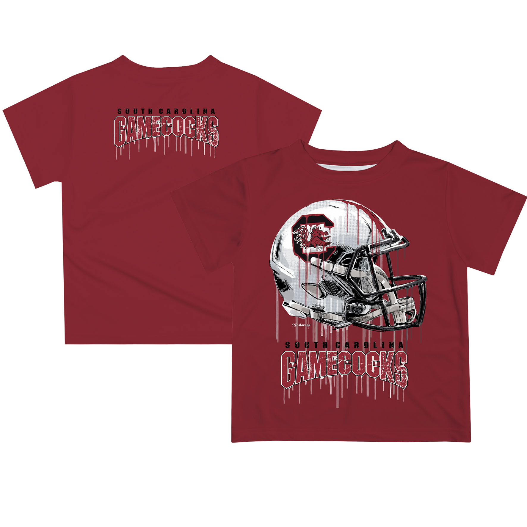 Youth Garnet South Carolina Gamecocks Dripping Helmet T-Shirt - Image 5