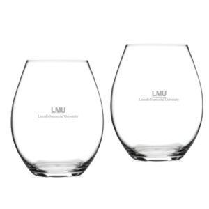 Lincoln Memorial Railsplitters Team Design Two-Piece 20oz. Stemless Riedel Red Wine Glass Set