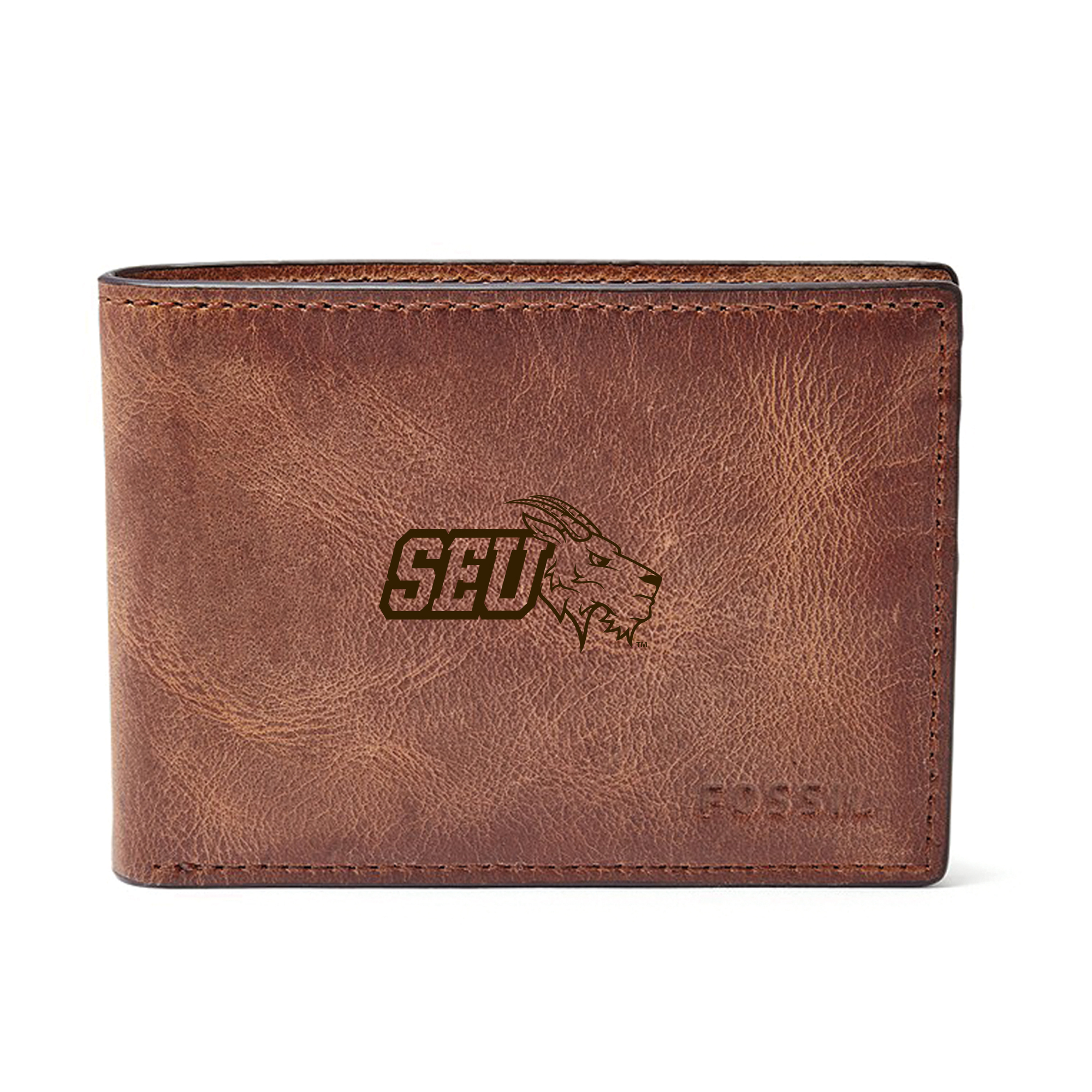St. Edwards Hilltoppers Fossil Leather Derrick Front Pocket Bifold Wallet