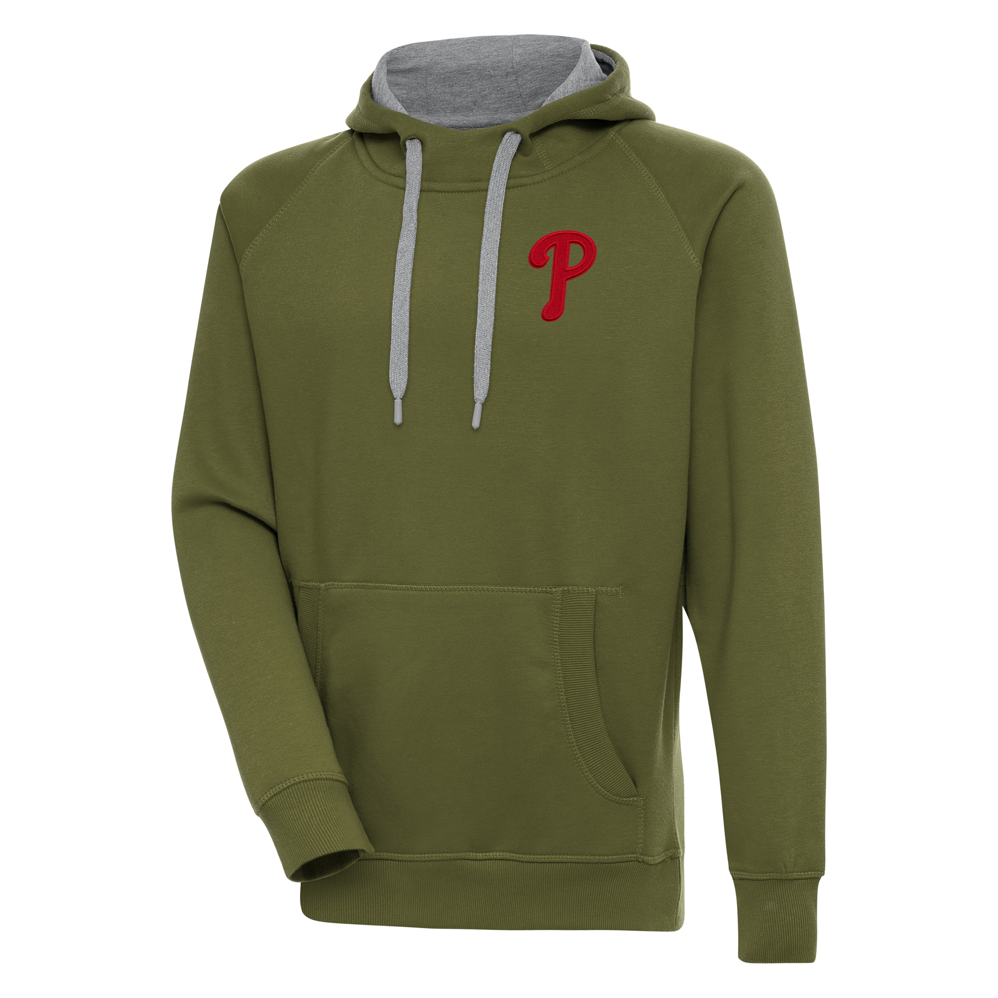 Men's Antigua Olive Philadelphia Phillies Victory Pullover Hoodie