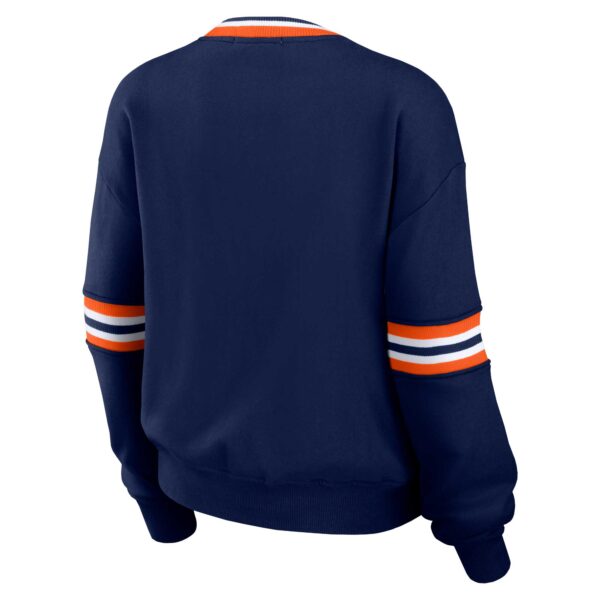 Women's WEAR by Erin Andrews Navy Denver Broncos Prep Crew Sweatshirt - Image 7