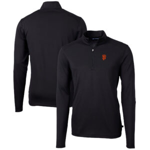 Men's Cutter & Buck  Black San Francisco Giants Virtue Eco Pique Recycled Quarter-Zip Pullover Top