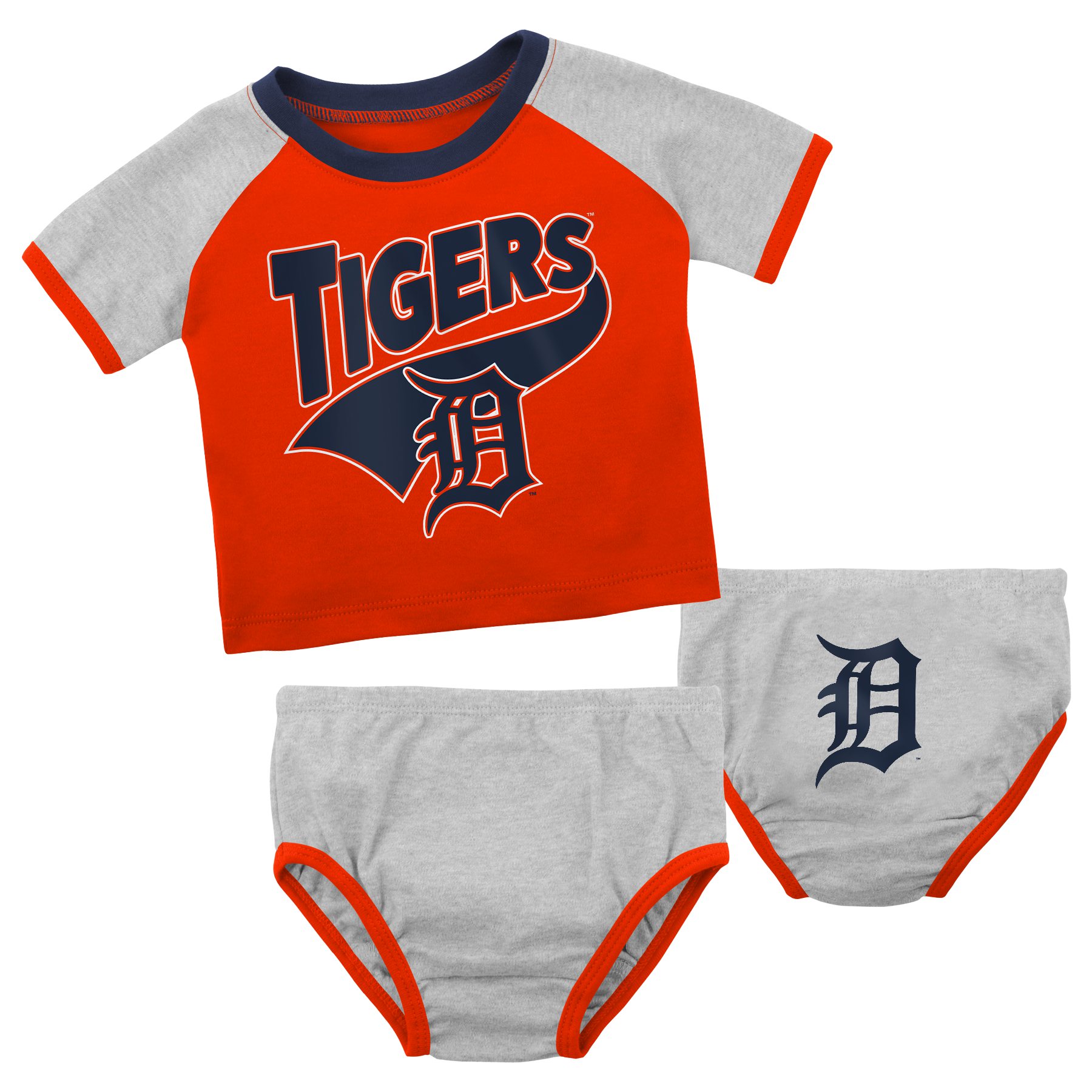 Infant Orange/Heather Gray Detroit Tigers Little Slugger Two-Pack Bodysuit Set