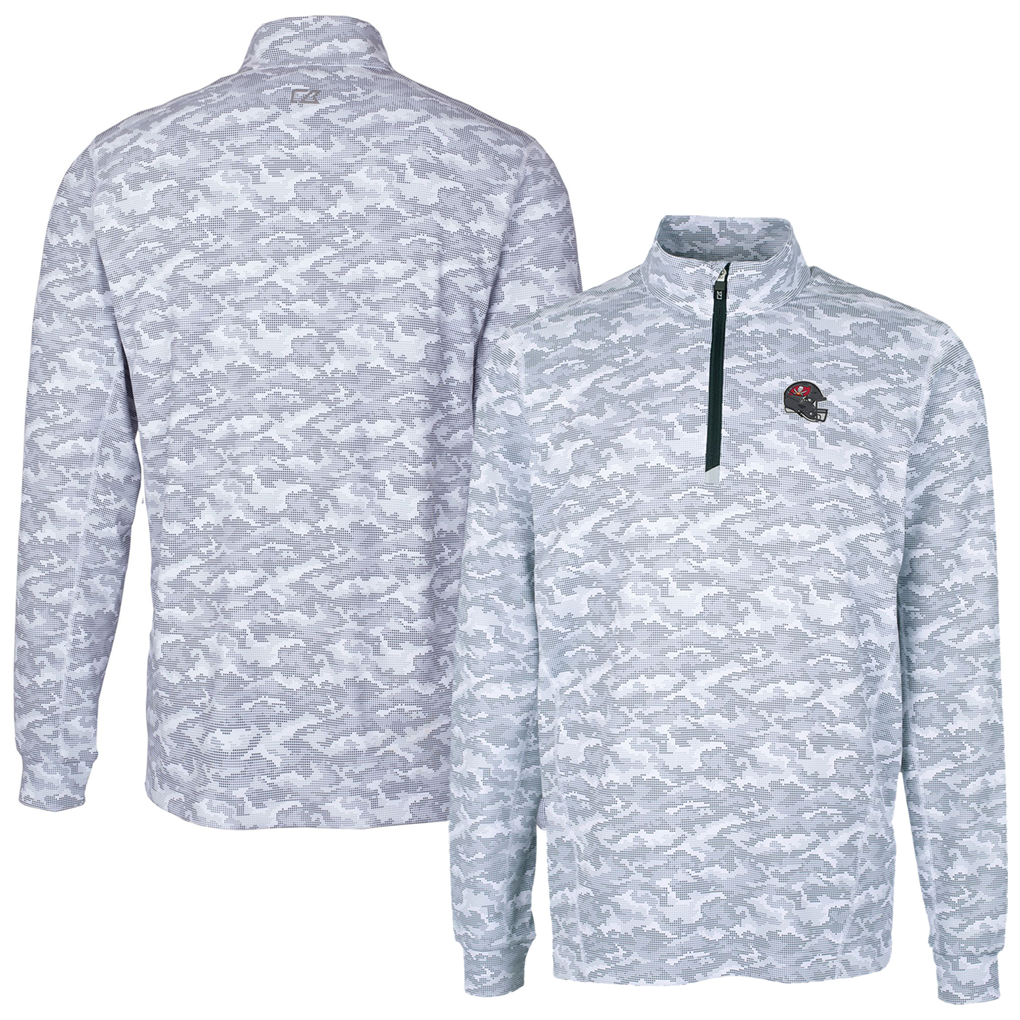 Men's Cutter & Buck Charcoal Navy Midshipmen Big & Tall Traverse Camo Print Stretch Quarter-Zip Pullover Top - Image 2