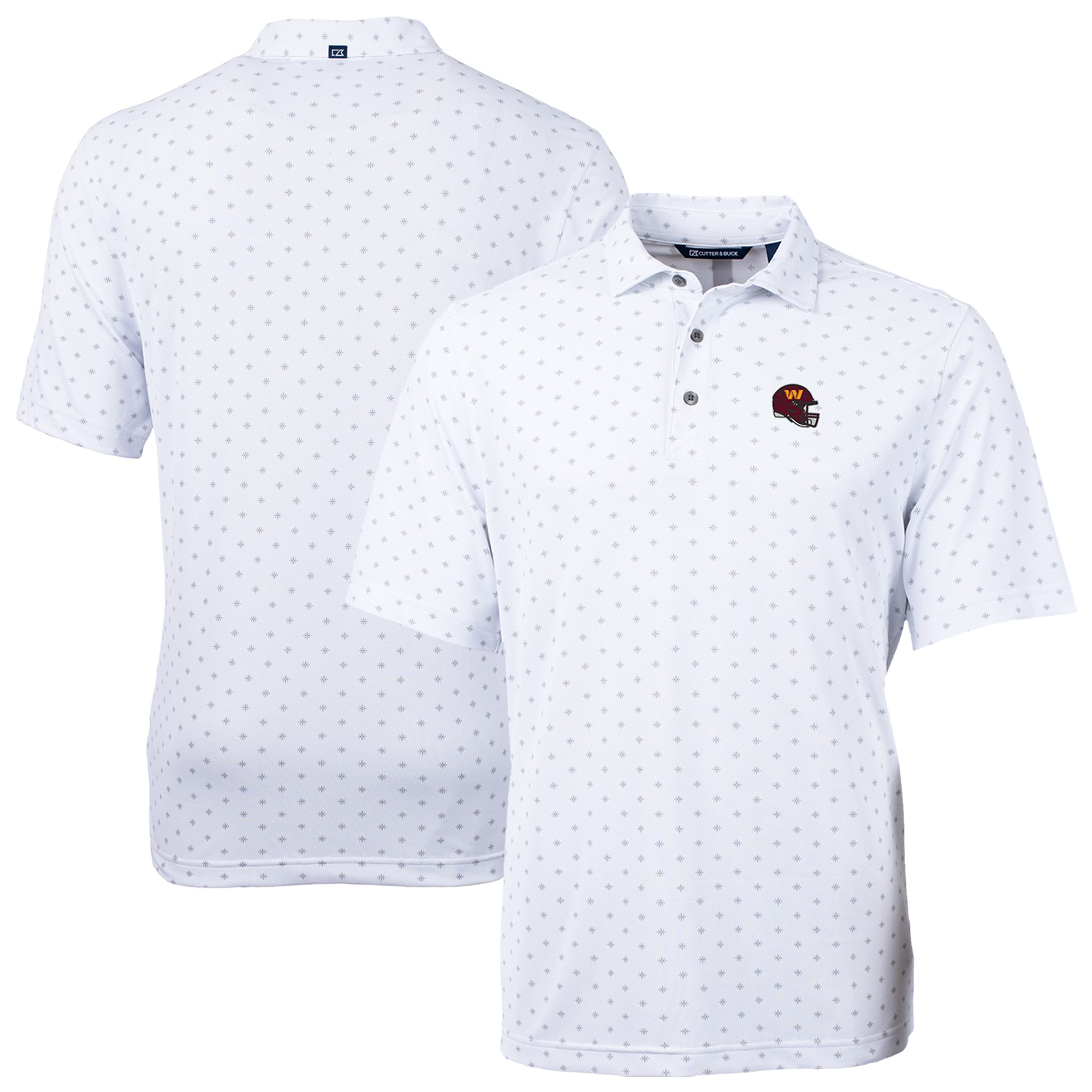 Men's Cutter & Buck White Washington Commanders Helmet Virtue Eco Pique Tile Print Recycled Polo - Image 5