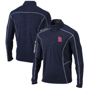 Men's Columbia  Navy St. Louis Cardinals Omni-Wick Shotgun Quarter-Zip Pullover Top