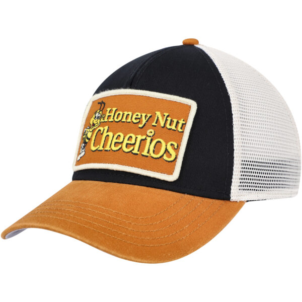 Men's American Needle Black/Cream Cheerios Valin Trucker Snapback Hat - Image 6