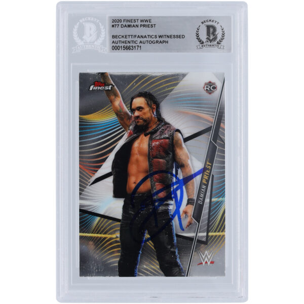 Damian Priest WWE Autographed 2020 Topps Finest #77 Beckett Fanatics Witnessed Authenticated Rookie Card