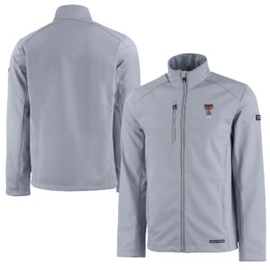 Men's Cutter & Buck  Gray Texas Tech Red Raiders Alumni Logo Evoke Eco Softshell Recycled Full-Zip Jacket