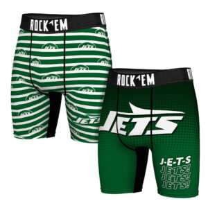 Men's Rock Em Socks  Green New York Jets Two-Pack Mascot Slogan Boxer Briefs