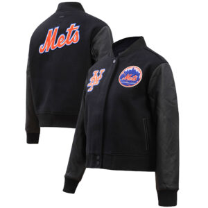 Women's Pro Standard  Black New York Mets Classic Wool Varsity Jacket