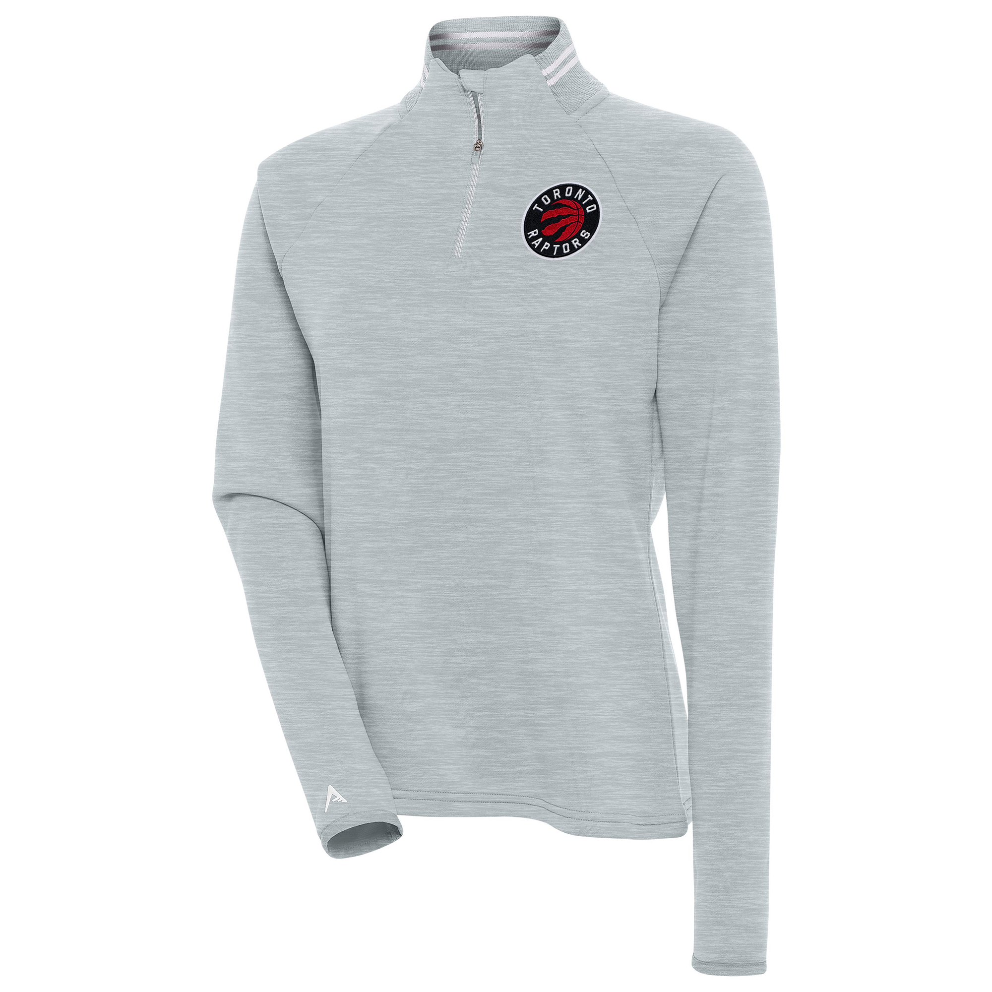 Women's Antigua Heather Gray Toronto Raptors Milo Quarter-Zip Pullover Top