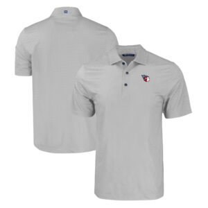 Men's Cutter & Buck Gray Cleveland Guardians Big & Tall Pike Eco Tonal Geo Print Stretch Recycled Polo