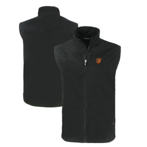 Men's Cutter & Buck Black Baltimore Orioles Charter Eco Recycled Full-Zip Vest